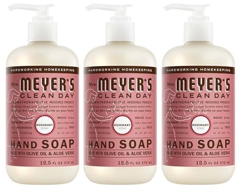 MRS. MEYER'S CLEAN DAY Liquid Hand Soap, Cruelty Free, Rosemary Scent, 12.5 oz- Pack of 3
