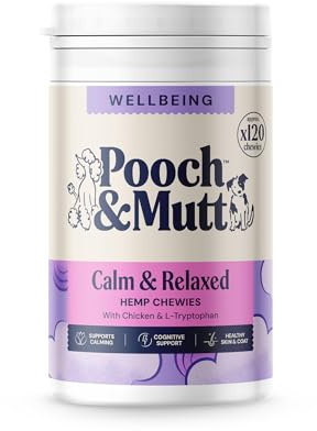 Pooch & Mutt - Hemp Chewies Calming Treats, Supplement for Anxious or Excitable Dogs, 120 Chewies (150g) (packaging may vary)