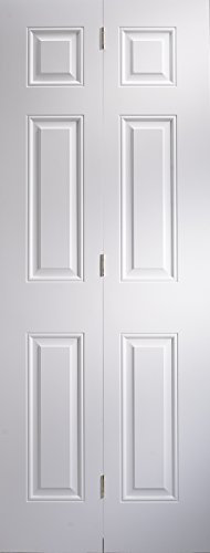 JELD-WEN 26BIAR Arlington 6 Panel Moulded Bi Fold Internal Door, White, 750 W x 1950 H x 35 Thick mm