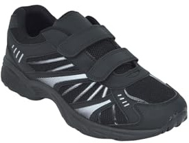 Chums Men's Wide Fit Touch Fasten Double Strap Trainers | Lightweight Leisure Shoes with Cushioned Ankle Collar