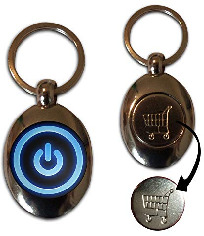 Power On/Off - £1/€1 Metal Shopping Coin Token Key Ring