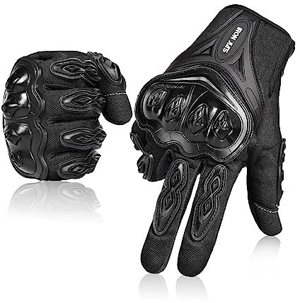 IRON JIA'S Gants Moto Été, Écran Tactile Gants Moto Homme Respirant Antidérapant Gants Vélo Montagne Course Tout-Terrain Scooter Moto Noir-L