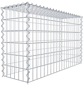 GABIONA Cage en pierre Panneau gabion Typ3 mailles 100 x 60 x 30 cm, 5 x 10 cm, Gabions, Acier galvanisé, Argenté, Jardin