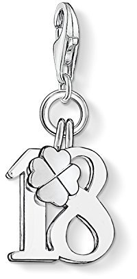 Thomas Sabo Damen Charm-Anhänger Nummer 18 Kleeblatt Charm Club 925 Sterling Silber 0473-001-12