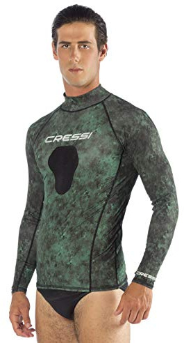 Cressi Unisex Adult Crew-Neck Camouflage Rash Guard, Camo Green, Large US