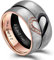 ANAZOZ Freundschaftsringe Edelstahl, Frauen Ringe Rosegold Größe 54 (17.2) Halbes Herz mit Gravur I Love You