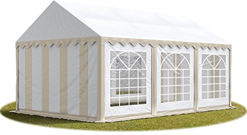 TOOLPORT Party-Zelt Festzelt 3x6 m Garten-Pavillon -Zelt PVC Plane 700 N in beige-weiß Wasserdicht