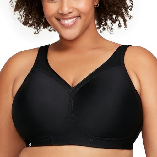 Women's Plus Size No-Bounce Full Figure Wirefree Sports Bra #1006 Black