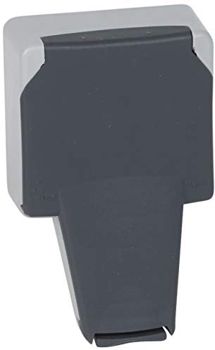Legrand 090485 Steckdose wasserdicht mit Klappe, Stecker mit Plexo, zusammensetzbar, IP66, 2P+T, 16 A, 250 V, Grau