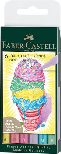 Faber-Castell 167163 - Tuschestift Pitt artist pen Pastel, 6er Packung, Stärke: B
