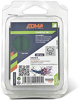 Agrafe Omega 16 Galva Plastifié Vert – 250 Pièces – Agrafes Anti-Corrosion pour Fixation De Fils Et Treillis