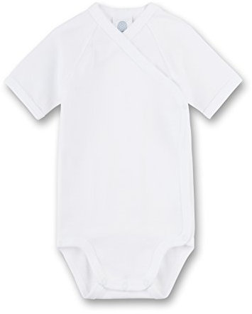 Sanetta Baby-Wickelbody kurzarm weiß | Nachhaltiger und süßer Wickelbody für Babys aus Bio-Baumwolle. Baby Wickelbody