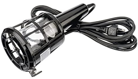 EMOS Montagelampe für Werkstatt, Garage, Baustelle, Indoor Werkstattleuchte für beliebige Glühlampe bis 60 W, netzbetrieben, 5m Kabel, E27 Fassung, Schwarz
