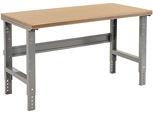 Global Industrial Adjustable Height Workbench with C-Channel Leg, 72 W X 36 D, 1-1/2 Shop Top Safety Edge, Gray Powder Coat Steel Frame, 2000 Lbs. Capacity