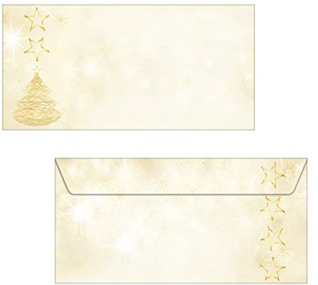 SIGEL DU083 Briefumschläge Weihnachten Graceful Christmas gummiert, DIN lang, 50 Stück, ohne Fenster