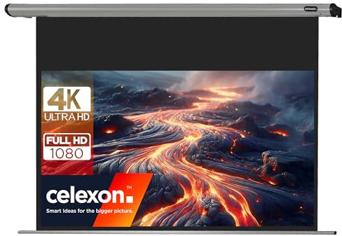 celexon HomeCinema Motor-Leinwand 110 | 240x135 cm 16:9 | elektrische 4K, Full-HD Leinwand für Heimkino-Projektionen und Büro-Präsentationen mit Ihrem Beamer | geeigent zur Decken- & Wand-Montage