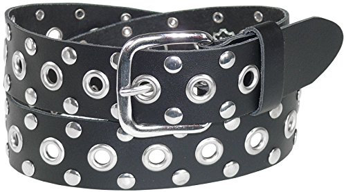 Harrys-Collection Damen Herren Ledergürtel in 4 cm Breite schwarz mit Nieten! Made in Germany, Größen:115