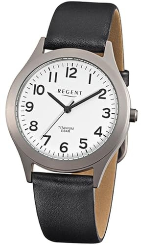 Regent Herren Analog Quarz Uhr mit Leder Armband 11190085