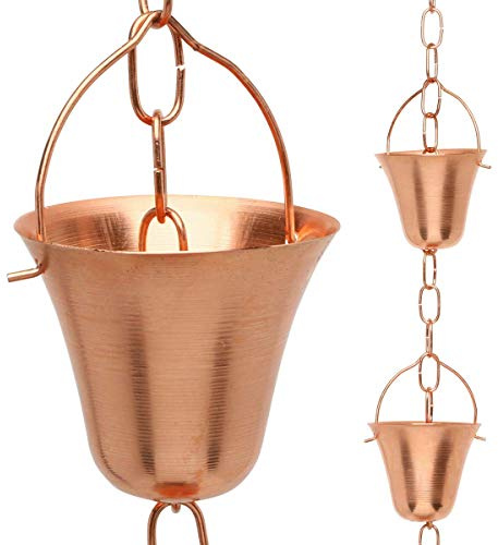 Marrgon Golden Canary Chaîne de Pluie en cuivre Pur prête à Installer dans Une gouttière, Bec de Descente décoratif de Rechange pour Recueillir l'eau dans Un tonneau (1,8 m)