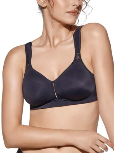 Selene, Reggiseno Contenitivo Donna con Fascia Anatomica, Senza Ferretto e Imbottitura, con Spalline Larghe Comfort, Collezione Elvira, Colore Nero, Taglia 3D