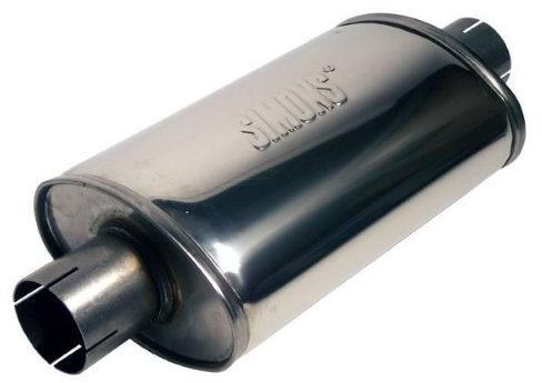 SIMONS Universal Schalldämpfer Super 63,5mm I Edelstahl Auspuff Endschalldämpfer bis 350 PS I oval 185x115 mm, Länge 320 mm I U316300R