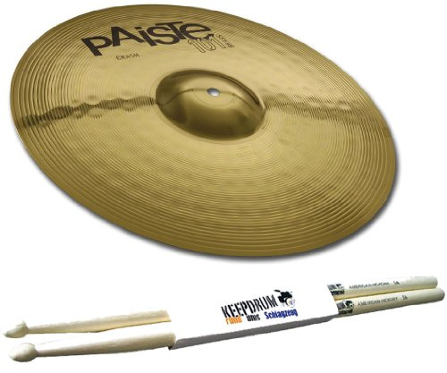 PAISTE 101 Brass 14 Inch Crash Cymbal + 5A Keepdrum Drumsticks