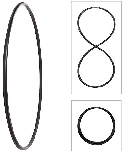Hoopomania Plegable del aro de Hula en Blanco, PE 25 mm, Negro, Ø90cm