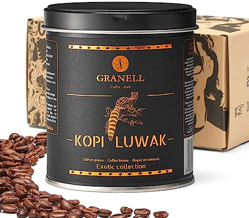 Granell - Exotic Collection - Kopi Luwak | Cafe en Grano Natural | Café en Grano 100% Café Arabica, Café Gourmet de Marcado Aroma y Amargura - 100 Gr