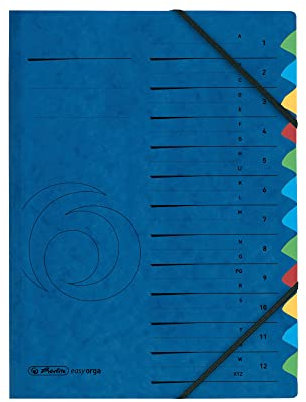 herlitz 5001128 Ordnungsmappe Quality 1-12 / A-Z, A4 , 12 Fächer mit Gummizug, 1 Stück