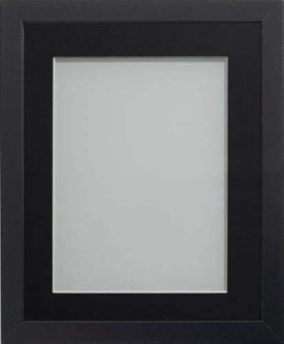 Frame Company Allington Black 14x11 Frame with Black Mount for 12x8 | Fits a 12x8 image with mount or a 14x11 image without mount, Frame size 14x11, Overall approx 15.6x12.6, Real Glass Front