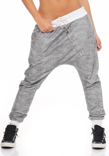 Malito Donna Pantaloni Sweatpants Baggy Chiusura con Bottoni 7398 (Bianco)