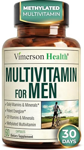 Multivitamin for Men with Methylated Vitamins and Chelated Minerals for Energy, Focus and Immune Health – Premium Daily Mens Multivitamins & Multiminerals – 60 Capsules