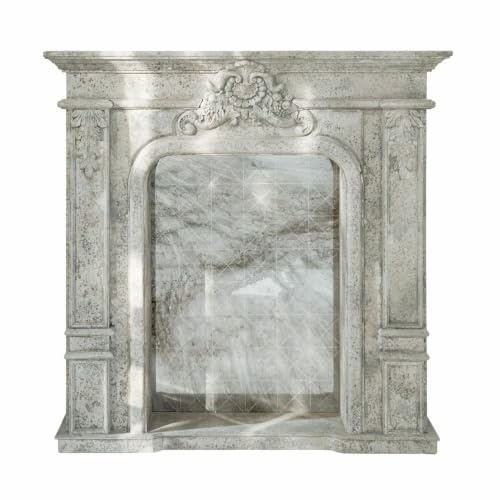 Loberon Rethonvillers Manteau de cheminée - Superbe Miroir, Finition Antique - Décorée de spectaculaires Ornements, Gris