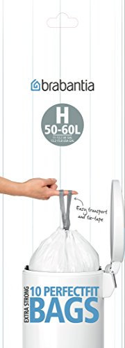 100x WHITE BRABANTIA BIN LINERS TYPE H 50-60 LITRE