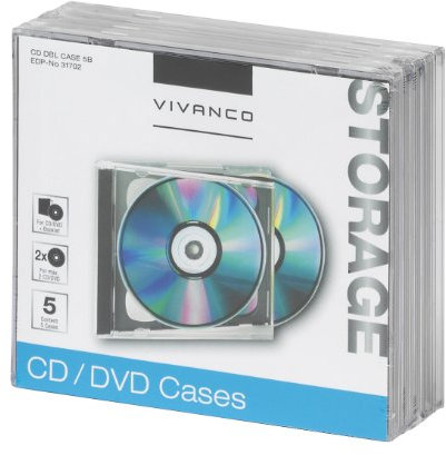 Vivanco CD/DVD Double Jewel Case (5-er Pack) schwarz