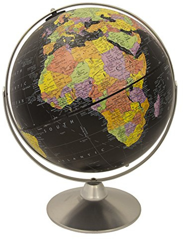 Replogle Starlight, Black Ocean World Globe, Desktop Piece, Gyro-matic meridian, Silver base, Detailed Cartography