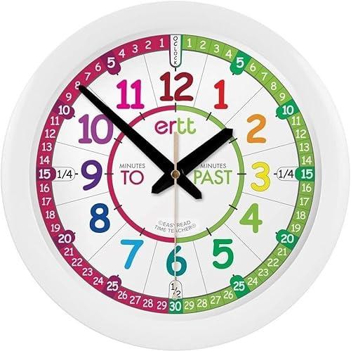 EasyRead Time Teacher Teaching Wall Clock - Learn The Time Wall Clock - Kids Analog Clock for Classroom, Playroom, Bedroom, Educational Room Decor - School Clock for Kids with Rainbow Face (29cm)