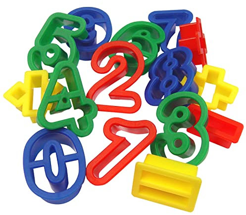 Major Brushes 15 Plastic Numbers and Math Symbols Play Dough & Cookie Cutter Shapes