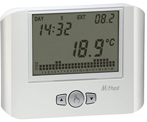 VEMER VE328100 MITHOS - Cronotermostato da Parete, Programmazione Settimanale, Alimentazione Batteria, Bianco