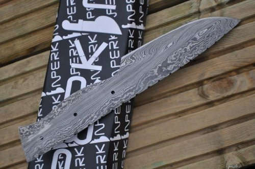 Perkin Couteau en Acier Allié, Idéal pour Bushcraft et Camping, Lame en Damas, 8 Pouces, Réutilisable, Gris