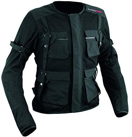 Giacca Moto estiva protezioni Omologate Tessuto Rete Mesh Traspirante Nero XS