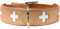 HUNTER Hundehalsband SWISS, Farbe: natur/beige, weiches Rindnappaleder, handvernähte Schweizer Kreuze, langlebig und komfortabel, hochwertige Handarbeit, Made in Germany, Größe: S-M (50)