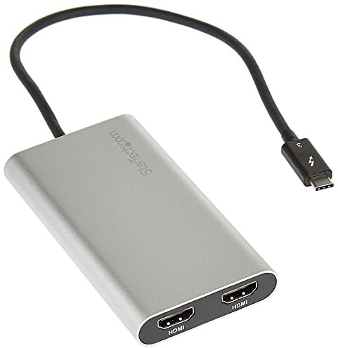 StarTech.com Thunderbolt 3 to Dual HDMI Display Adapter - 4K 30Hz - Certified TB3 to HDMI Monitor Adapter - Compatible w/ Windows Only (TB32HD2)