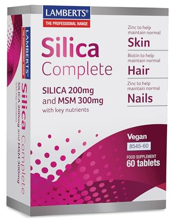 Lamberts Silicio Completo | Silicio Orgánico 200 mg + MSM + Zinc + Biotina + Vitamina C | Cabello, Piel y Uñas | 60 Tabletas | 60 Días | Calidad Farmacéutica GMP