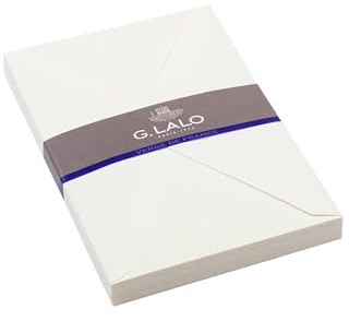 G. Lalo 20800L - Un Paquet de 25 Grandes Enveloppes en Papier Vergé Blanc 100g C5 16,2x22,9 cm - Doublées - Fermeture Gommée - Vergé de France, Blanc
