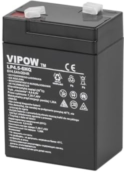 VIPOW- Blei-Akku 6V 4,5Ah HQ Bleigelakku Blei Gelakku (BAT0202), wartungsfrei