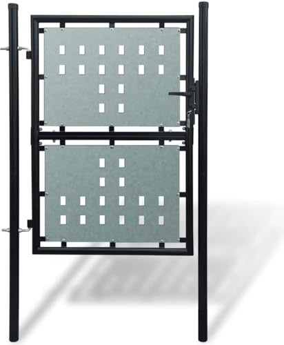 vidaXL Cancello per Recinzione a una Porta Nero 100x200 cm