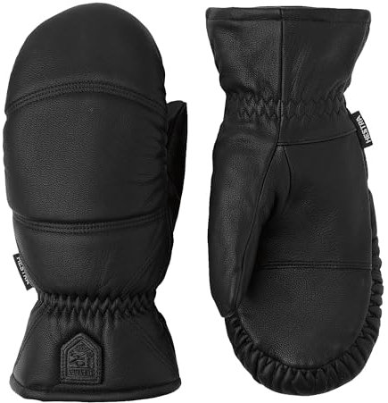 Hestra Uni Leder Box Mitt, Leder Winter Skifäustlinge für alpines Skifahren & kaltes Winterwetter, Schwarz, 8