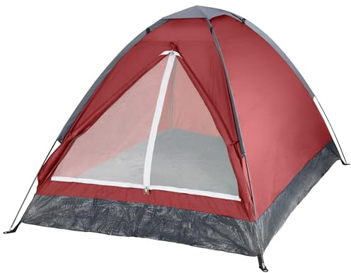 Wakeman Outdoors Camping Tent with Rain Fly And Carrying Bag, Tenda da Campeggio all'aperto con Telo Antipioggia e Borsa per Il Trasporto Adulto-Unisex, Rosso, per 2 Persone