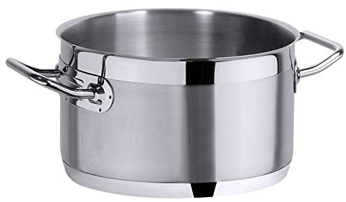 Contacto Professioneller niedriger Edelstahl Kochtopf Suppentopf Fleischtopf 32 cm in Gastroqualität extrem robust